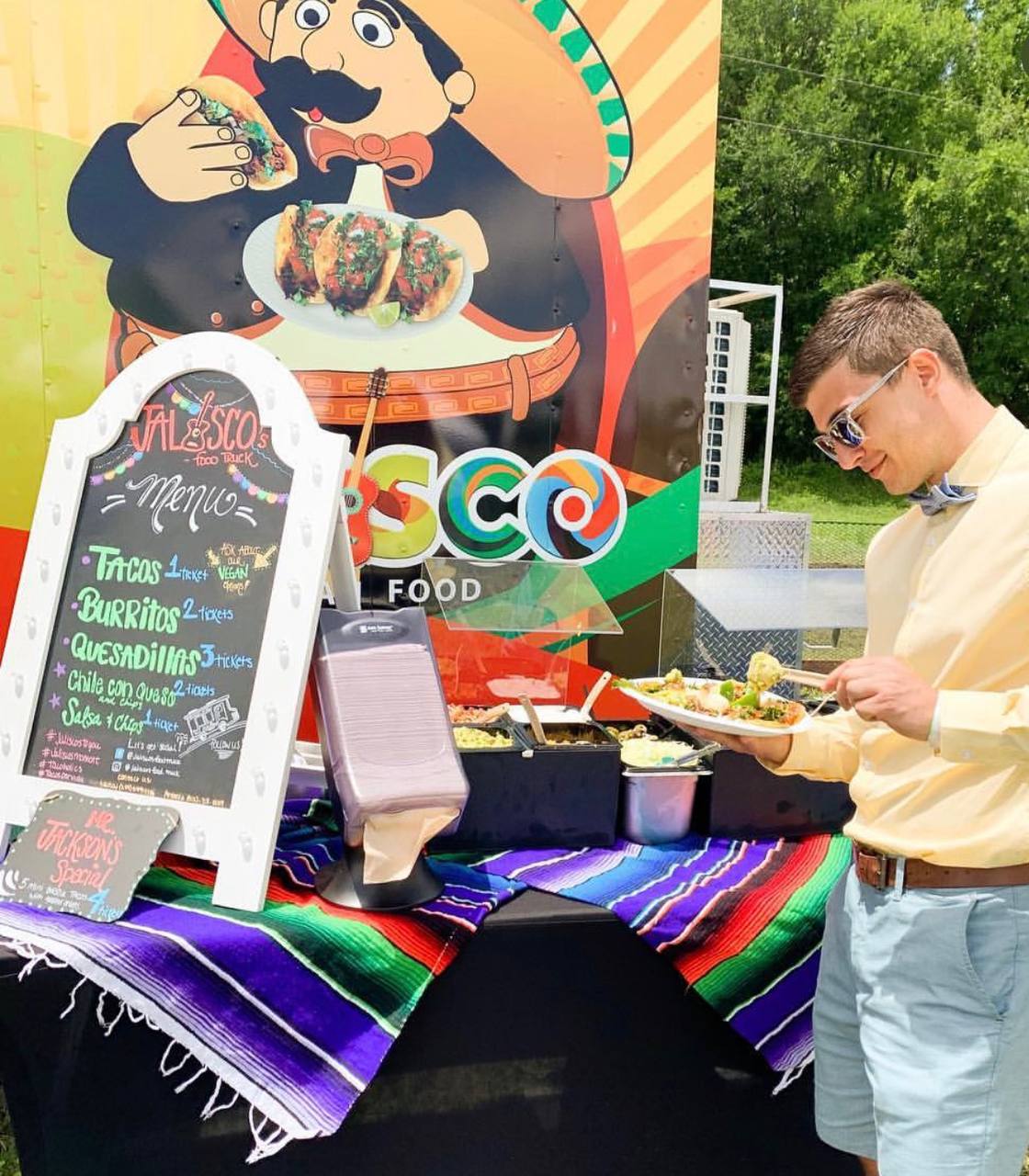 Catering setup at a formal event by Jalisco Food Truck