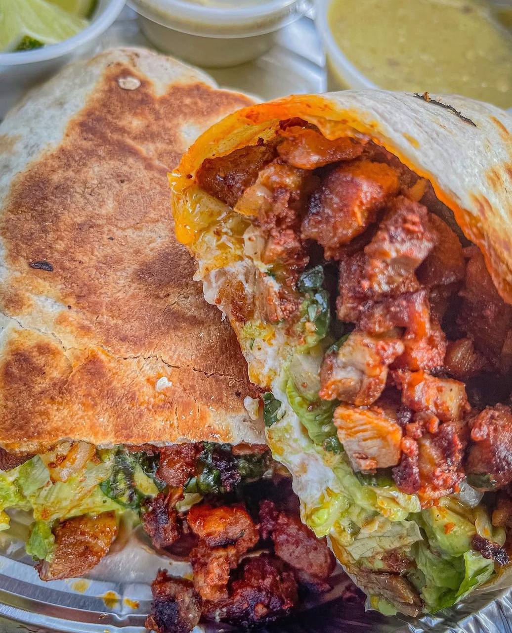 Classic burrito with seasoned meat and cheese at Jalisco Food Truck Bastrop TX